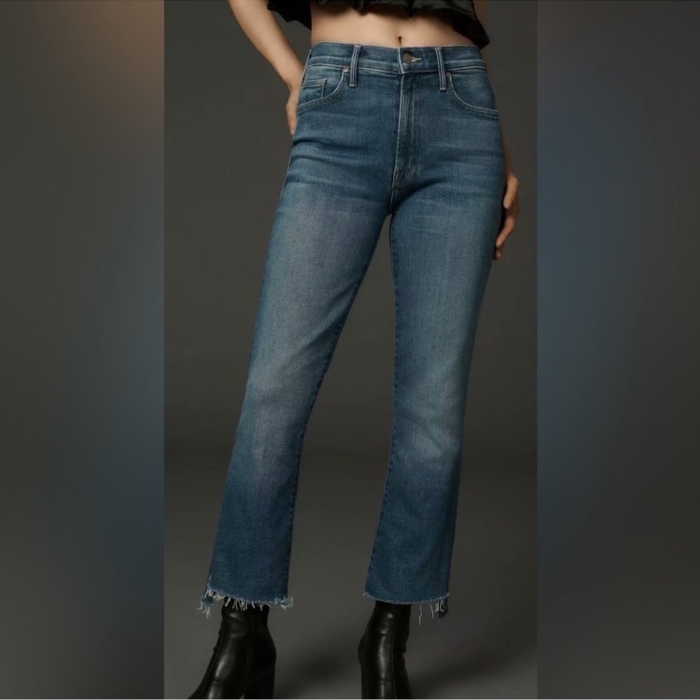 MOTHER The Insider Crop Step Fray Jeans Work Hard Play Hard Size 25